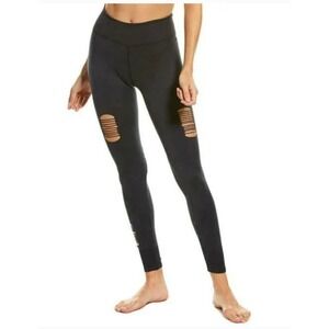 Splendid Leggings Womens X‎ Small Black Distressed Ripped Seamless Active Pants